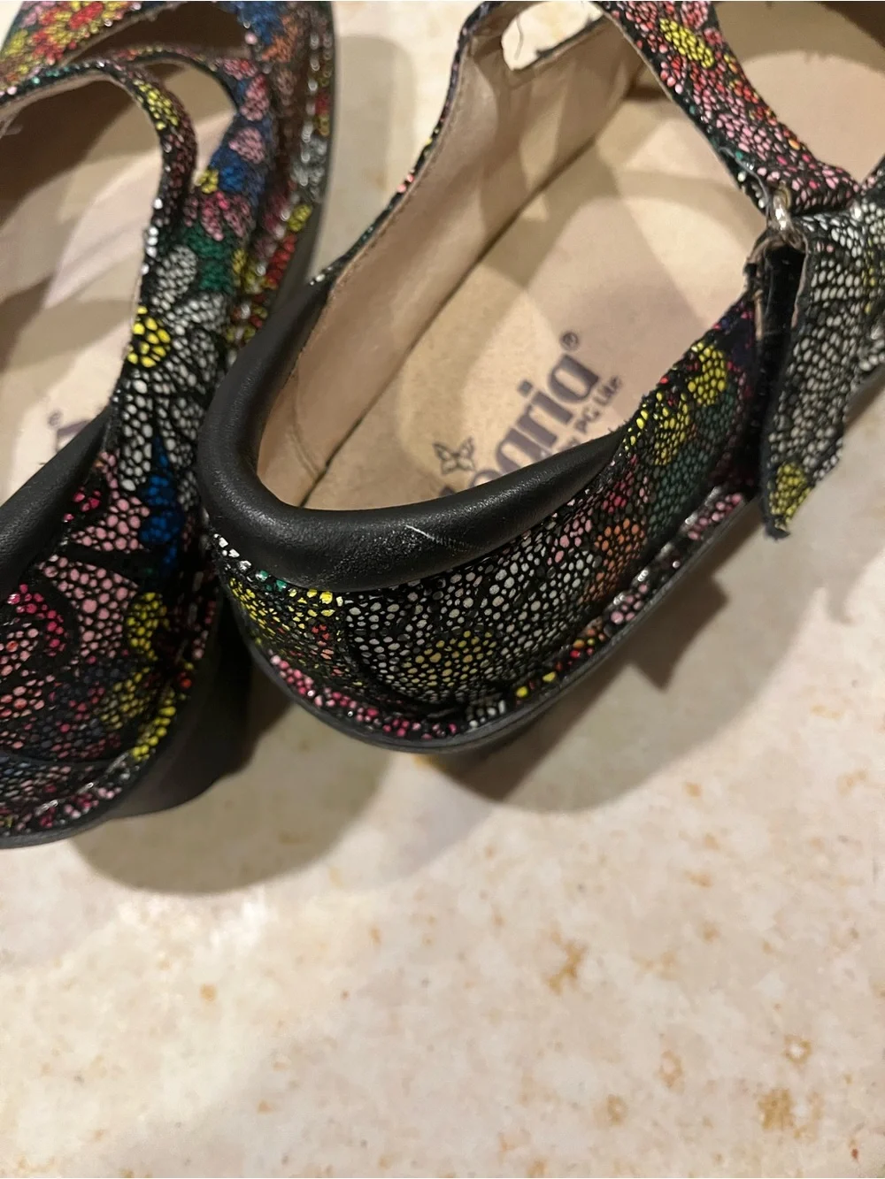 Alegria Floral Mary Jane Comfort Shoes - Black Multicolor